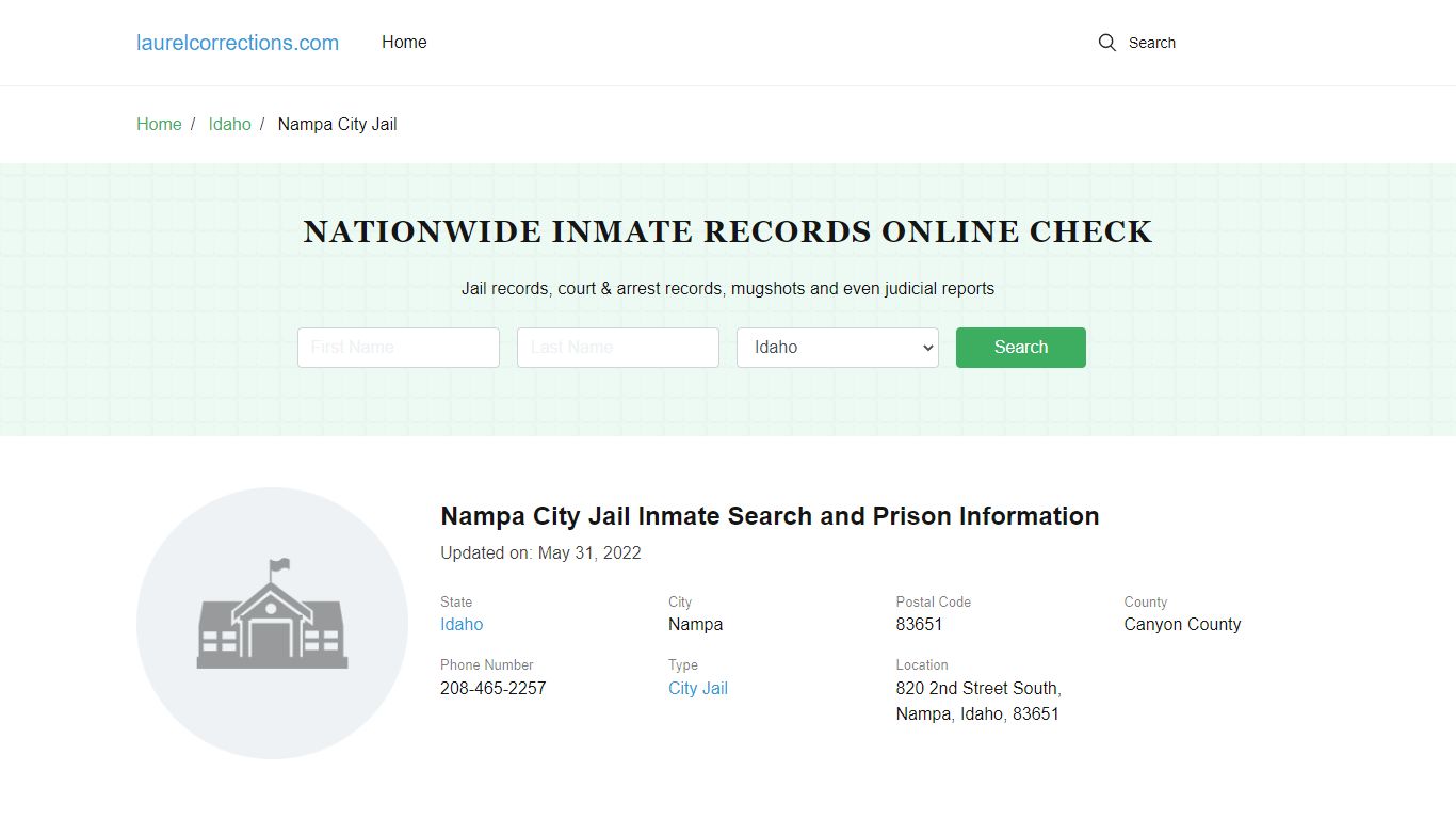 Nampa City Jail Inmate Search and Prison Information