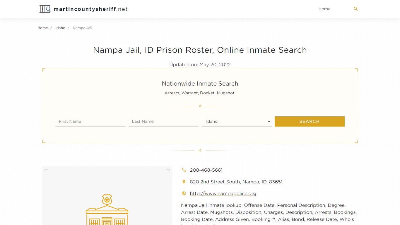 Nampa Jail, ID Prison Roster, Online Inmate Search